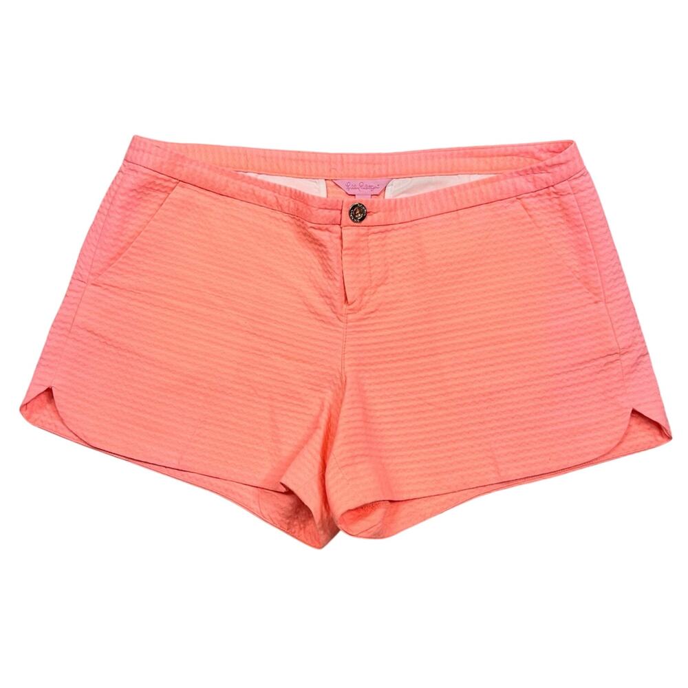 Lilly Pulitzer | Adie Cantelope Neon Orange Low Rise Textured Resort Shorts 8